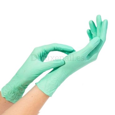 Guantes de nitrilo sin polvo Medibase, Talla S, Verde menta, 100 uds