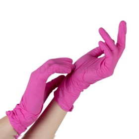 Guantes de nitrilo sin polvo Medibase, Talla XS, Rosa Fucsia, 100 uds