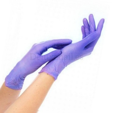 Guantes de nitrilo sin polvo Medibase, Talla XS, Violeta, 100 uds