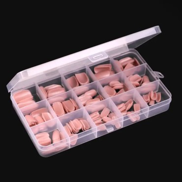 Tips de gel Komilfo Sofast Nude Soft Square Medium, 300 uds, 15 medidas