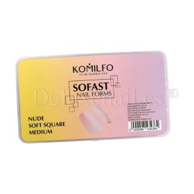 Tips de gel Komilfo Sofast Nude Soft Square Medium, 300 uds, 15 medidas