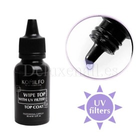 Top con pegajosidad con UV filtros Komilfo Rubber Top Wipe, 30 ml