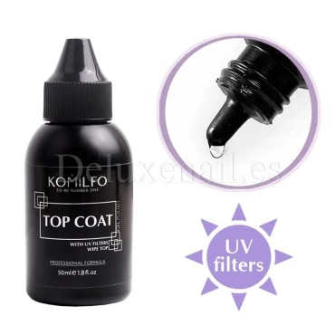 Top con pegajosidad con UV filtros Komilfo Rubber Top Wipe, 50 ml