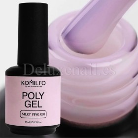 Polygel con pincel 001 Milky Pink Komilfo, 15 ml