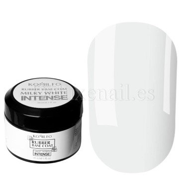 Rubber Base Milky White Intense sin pincel Komilfo, Blanco Intenso, 30 ml