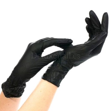 Guantes de nitrilo sin polvo Rubberex, Talla S, Negro, 100 uds