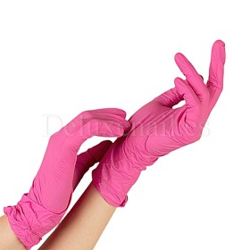 Guantes de nitrilo sin polvo Rubberex G.Touch 3,5 Gr, Talla M, Rosa, 100 uds