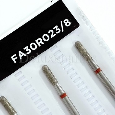 Kit de 6 fresas Rojas Cilindro redondeado, Ø2.3 mm, FA30R023/8, grano suave, Staleks