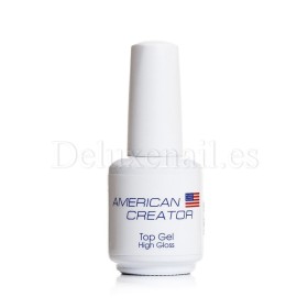 Top Gel High Gloss American Creator, Top sin Pegajosidad, Transparente, 15 ml