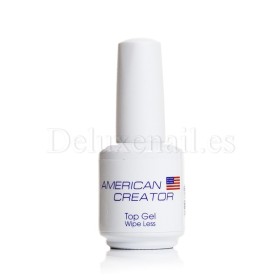 Top Gel Wipe Less American Creator, Top sin pegajosidad con UV Filtros, Transparente, 15 ml