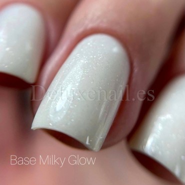Base Gel Milky Glow AMERICAN CREATOR, base camuflaje, blanco lechoso con micro brillo, 15 ml