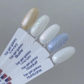 Top Gel Galaxy Bluster American Creator, Transparente con trozos de Foil, 15 ml