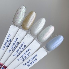 Top Gel Galaxy Bluster American Creator, Transparente con trozos de Foil, 15 ml