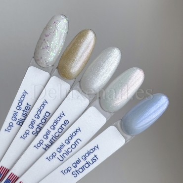 Top Gel Galaxy Bluster American Creator, Transparente con trozos de Foil, 15 ml