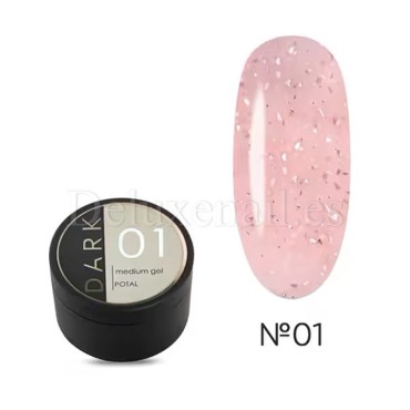 Gel Medium Potal Gel 01 Dark, Rosa con foil rosa, 15 ml