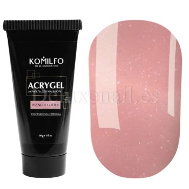 Acrygel Komilfo Nude con micro brillo 007, Nude Glitter, 30 g