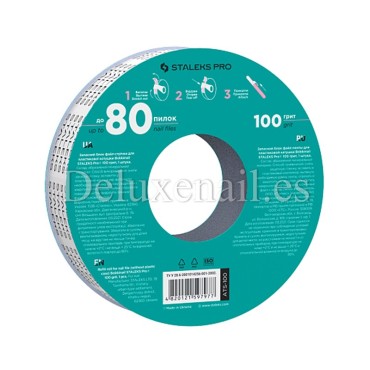 ATS-100w - Recambio Donut cinta de lima adhesiva desechable Staleks Expert, 8 metros, 100 grit