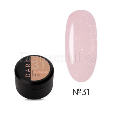 Gel constructor Dark Medium Gel 31, Beige rosado con micro brillo, 15 ml