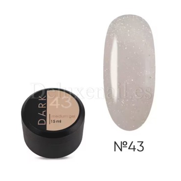 Gel constructor Dark Medium Gel 43, Gris muy claro con micro brillo, 15 ml