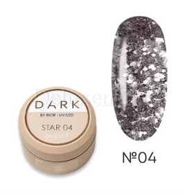 Esmalte Permanente Star Gel 04 sin pincel Dark, Transparente con purpurina Mix, 5 ml