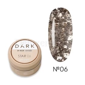 Esmalte Permanente Star Gel 06 sin pincel Dark, Transparente con purpurina Mix, 5 ml