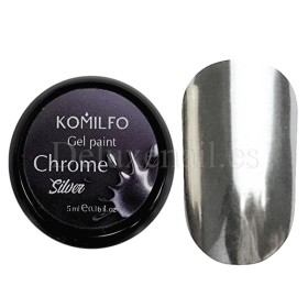 Pintura de gel efecto espejo sin pegajosidad Komilfo gel paint chrome, Plata, 5 ml