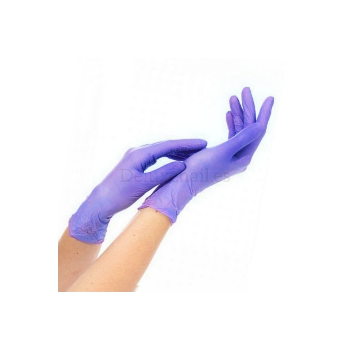 Guantes de nitrilo lila sin talco con grip Talla S (50u)