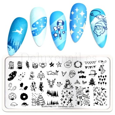 Placa Pequeña Christmas L010 Born Pretty, Navidad