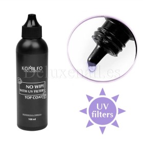 Top sin pegajosidad con UV filtros Komilfo Top No-Wipe sin pincel, 100 ml