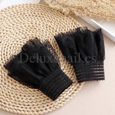 Mangas de encaje para las fotos de la manicura, Negro