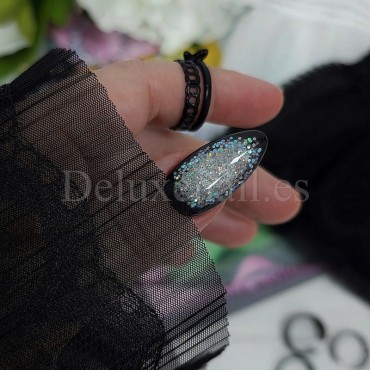 Mangas de encaje para las fotos de la manicura, Negro