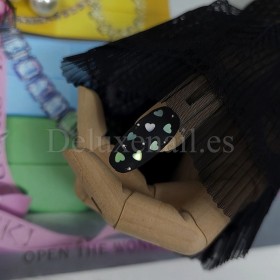 Mangas de encaje para las fotos de la manicura, Negro