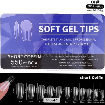 Tips de gel Short Coffin, 550 uds, 11 medidas