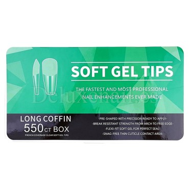 Tips de gel Long Coffin, 550 uds, 11 medidas