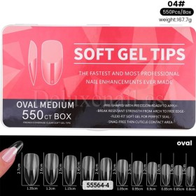 Tips de gel Oval Medium, 550 uds, 11 medidas