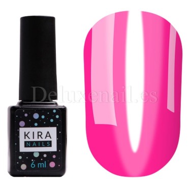 Esmalte permanente Kira Nails Vitrage V012, Rosa Neón Vitral (traslúcido), 6 ml