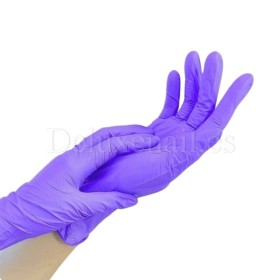 Guantes de nitrilo sin polvo Rubberex, Talla S, Morado, 100 uds