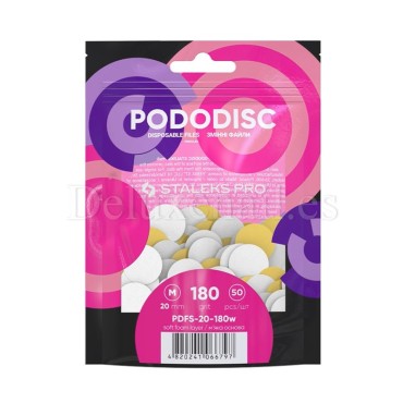 PDFS-20-180w (M-Ø20 mm)  Pack de discos desechables acolchados Staleks, Grano 180, 50 uds