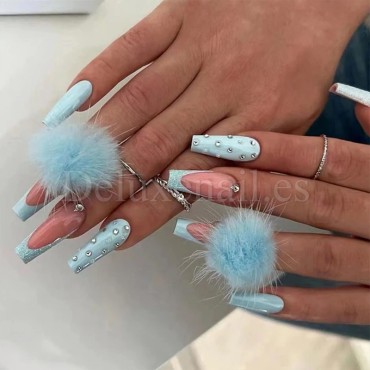 Pompón magnético desmontable, azul claro