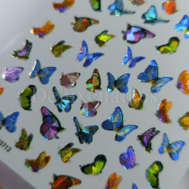 Pegatina adhesiva Holográfica D3712, Mariposas