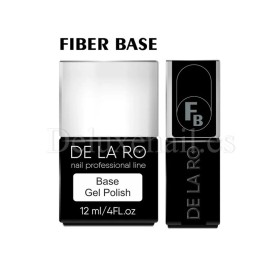 Fiber Base DE LA RO, base rígida con fibras para uñas debilitadas, transparente, 12 ml