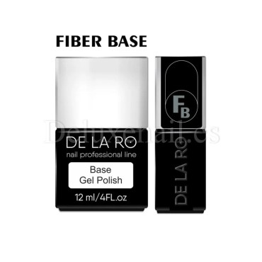 Fiber Base DE LA RO, base rígida con fibras para uñas debilitadas, transparente, 12 ml