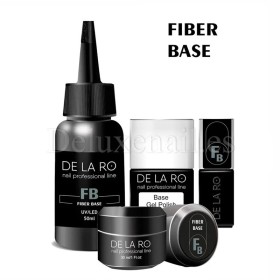 Fiber Base DE LA RO, base rígida con fibras para uñas debilitadas, transparente, 12 ml