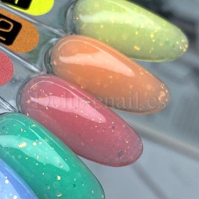 Base Rubber Summer Light 01 DE LA RO, base decorativa, amarillo con hexágonos, 12 ml