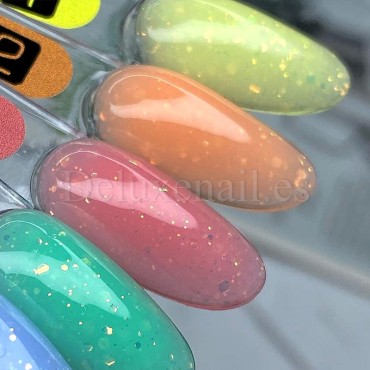 Base Rubber Summer Light 01 DE LA RO, base decorativa, amarillo con hexágonos, 12 ml