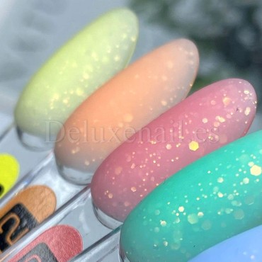 Base Rubber Summer Light 04 DE LA RO, base decorativa, turquesa con hexágonos, 12 ml