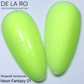 Base Neon Fantasy 01 DE LA RO, base de color verde claro neón, 12 ml