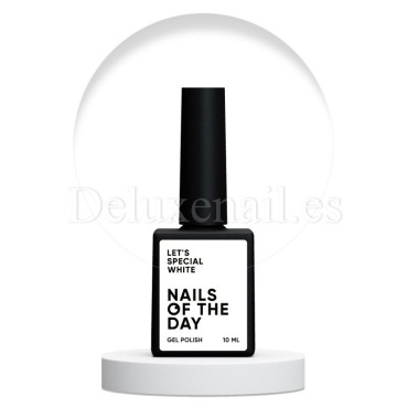 Gel Polish White 001 NAILSOFTHEDAY, esmalte semipermanente blanco, 10 ml