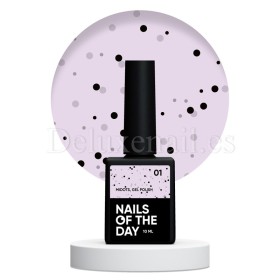 Esmalte Permanente MiDots 01 NAILSOFTHEDAY, Rosa Lechoso con partículas negras, 10 ml