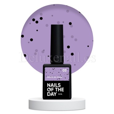 Esmalte Permanente MiDots 03 NAILSOFTHEDAY, Violeta claro con partículas negras, 10 ml